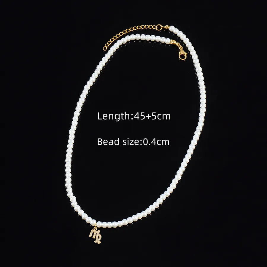 Casual Elegant Classic Style Constellation Artificial Pearl Copper Beaded Chain Beaded Necklaces Wholesale
