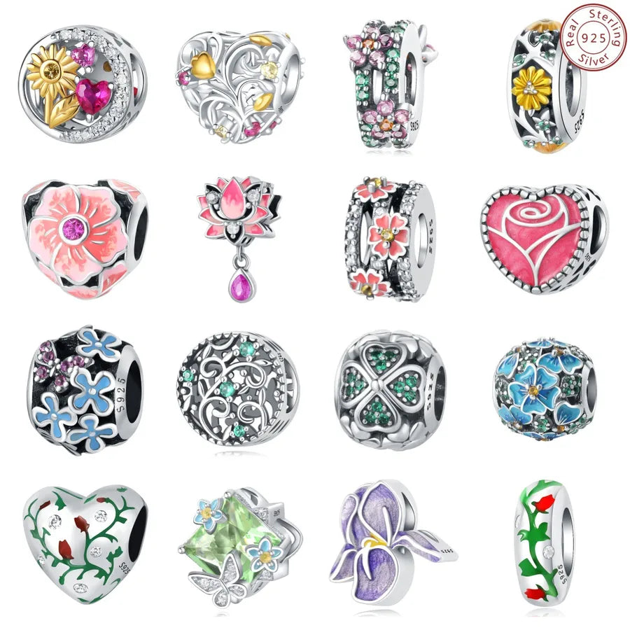 1 Piece Diameter 10mm 925 Sterling Silver Zircon Heart Shape Flower Jewelry Accessories