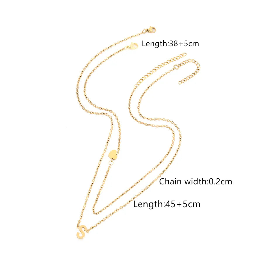 Wholesale Jewelry Elegant Retro Classic Style Letter Heart Shape 201 Stainless Steel 304 Stainless Steel cable chain Pendant Necklace