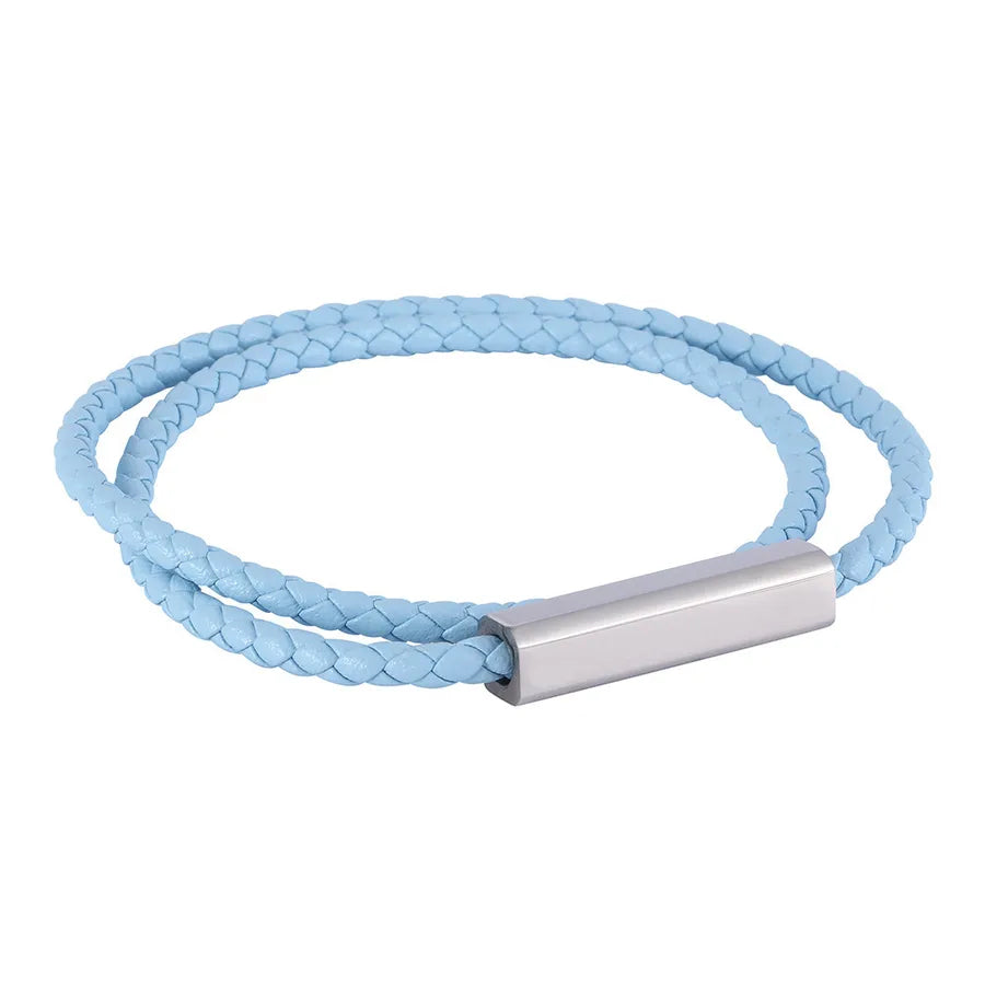 Retro Classic Style Geometric Solid Color Microfiber Leather Titanium Steel Plating Men's Bracelets Men Cord & Leather Bracelets