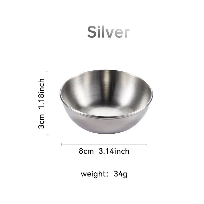 Large Stainless Steel Plate Golden Sauce Seasoning Plate 8-piece Set Household Restaurant Soy Sauce Plate 4-piece Set Dipping Sauce Plate