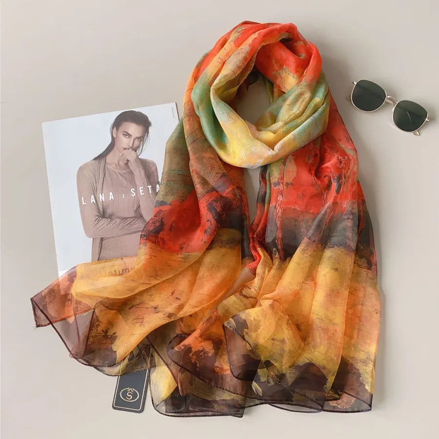 Women's Elegant Basic Color Block Polyester Scarf