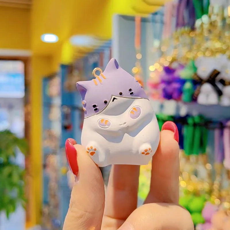 Adorable Resin Fat Cat Keychain Women's Cute Mobile Phone Lanyard Bag Hanging Doll Christmas Valentine's Day New Year Gift
