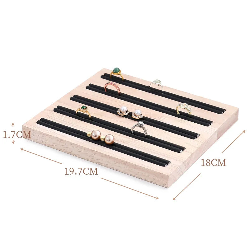 Elegant Wooden Jewelry Display Stand Ring Holder Multi-Functional Luxury Style Square Insert Plate Jewelry Accessory Showcase