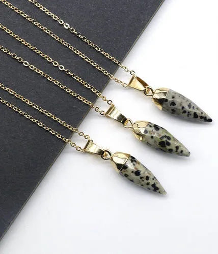 simple style chili natural stone polishing pendant necklace