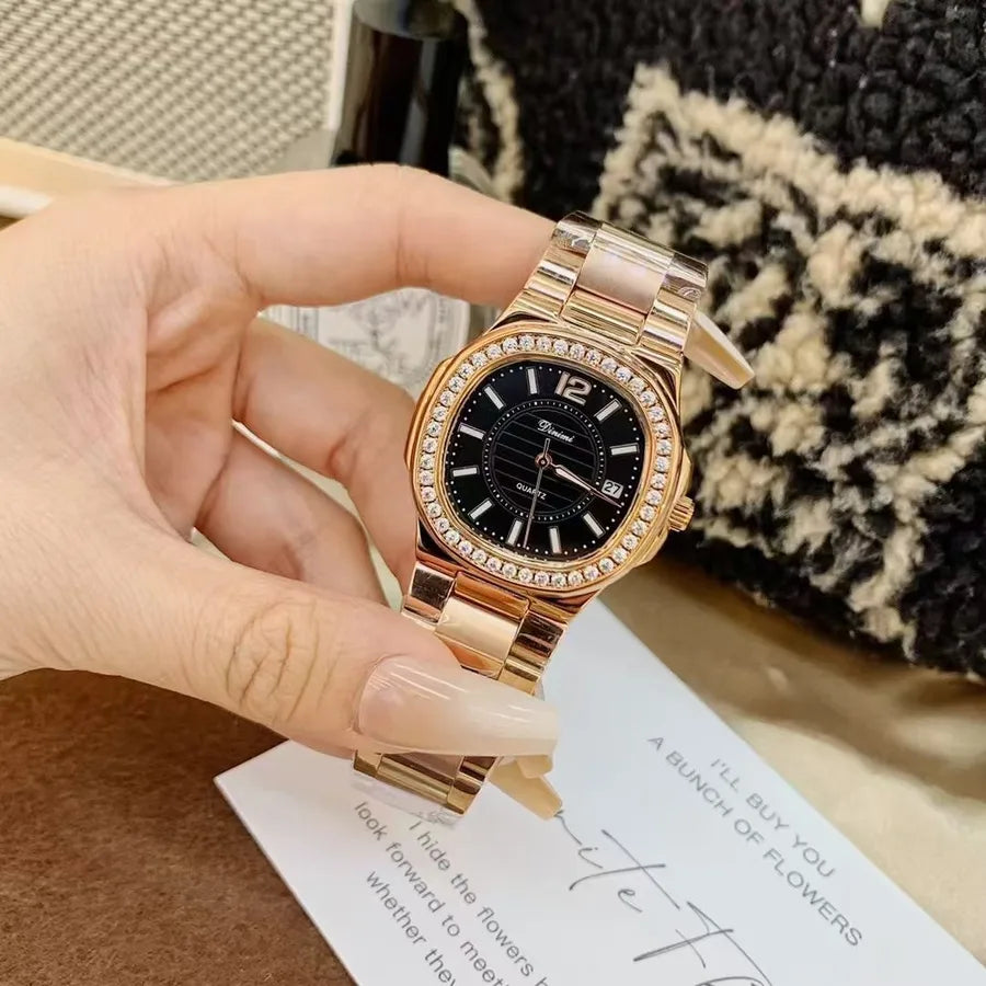 Elegant Solid Color Butterfly Double Snap Quartz Watch Women's Watches
