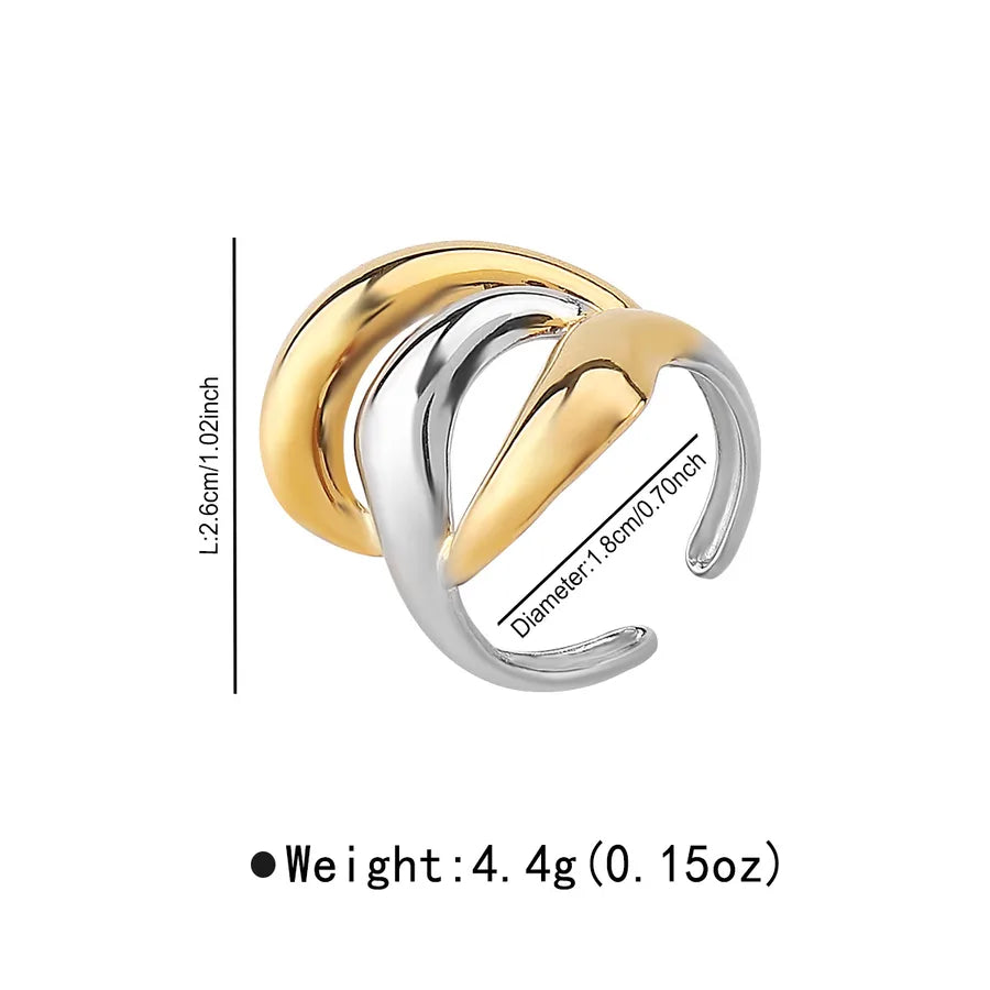 Wholesale Jewelry Retro Simple Style Geometric 304 Stainless Steel Mixed Metal Plating Open Rings