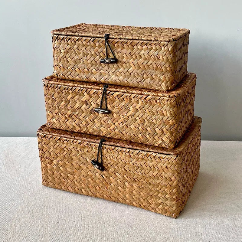 pastoral solid color wood storage box