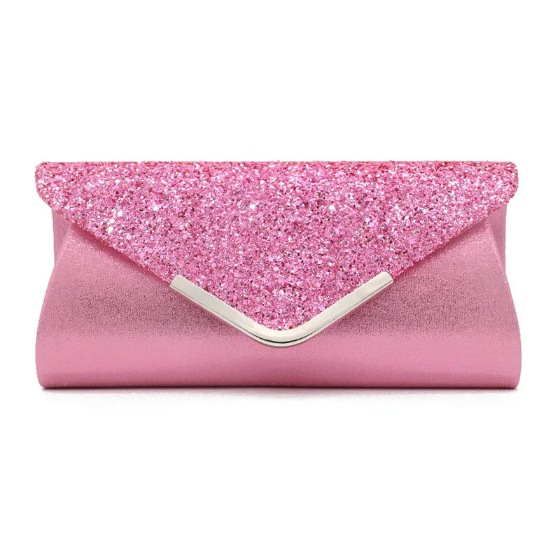red light grey blue satin solid color sequins square evening bags