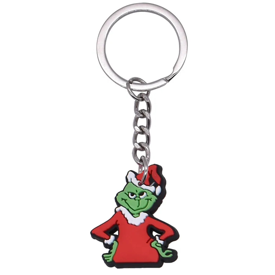 Cartoon Style Cartoon Character Christmas Hat Christmas Socks PVC Metal Christmas Women's Bag Pendant Keychain
