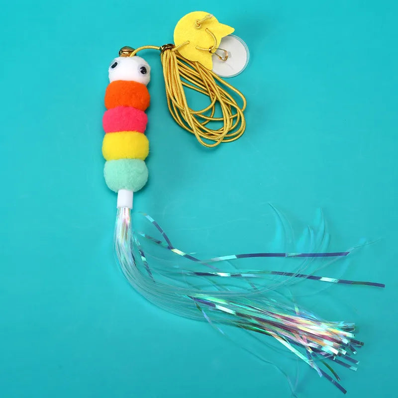 new hanging cat teaser toy hanging door elastic string cat teaser toy feather little mouse cat teaser self-hi relieving stuffy