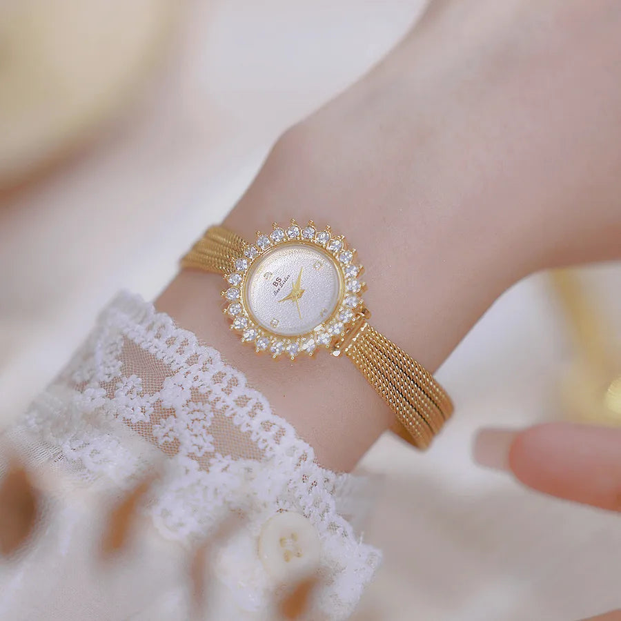Elegant Simple Style Solid Color Single Folding Buckle Quartz Women's Watches