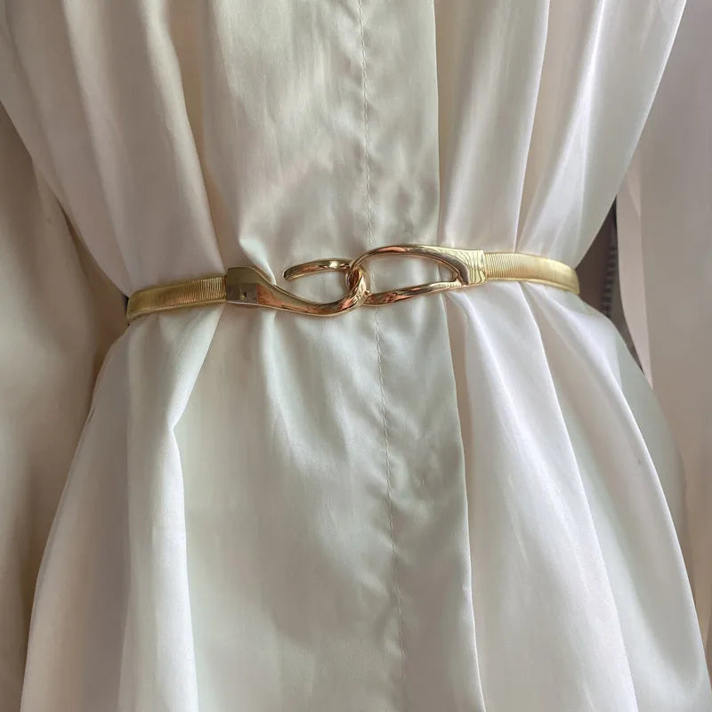 basic solid color metal women's leather belts