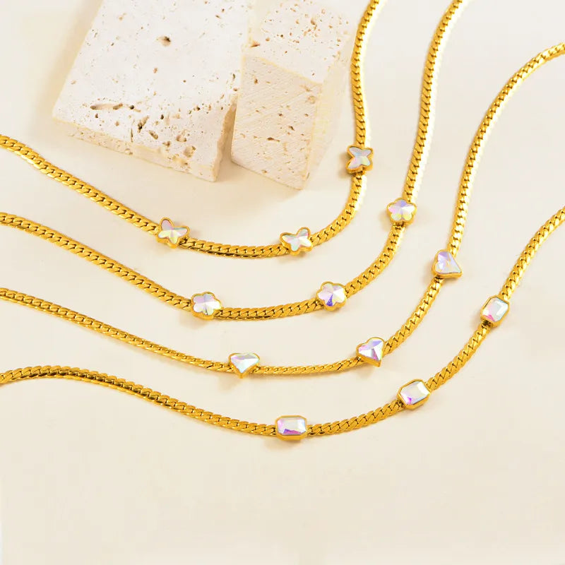 Wholesale Jewelry Vacation Classic Style Heart Shape Flower 304 Stainless Steel Plating Necklace