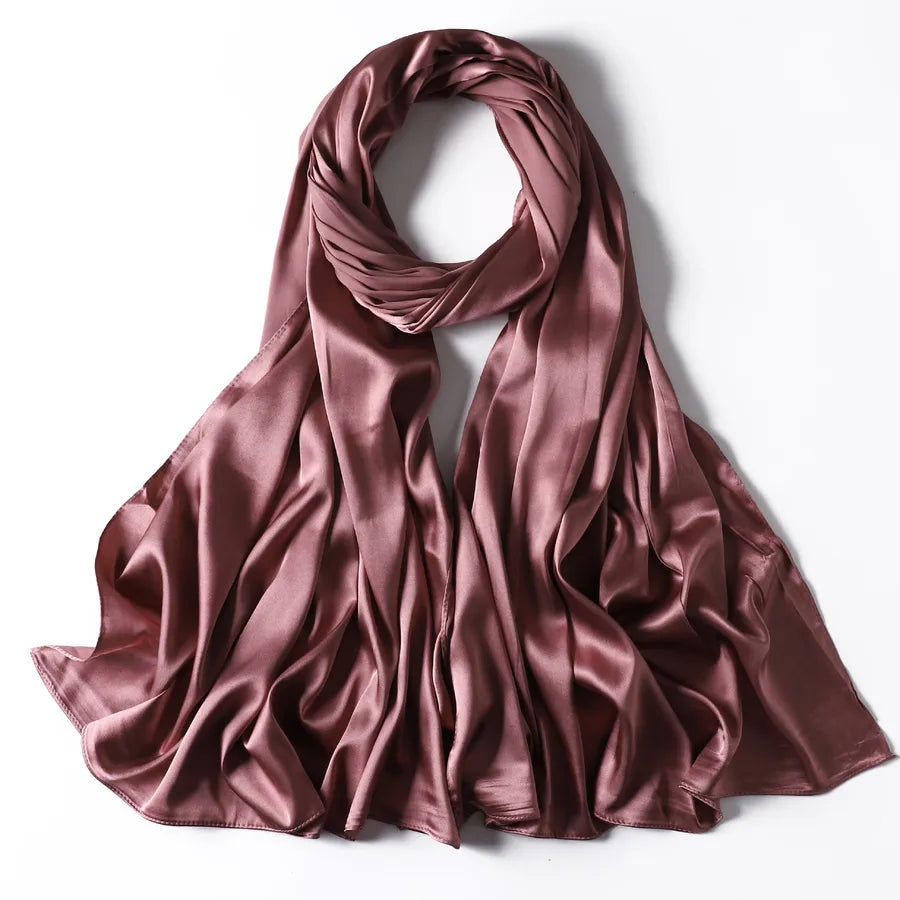 women's streetwear solid color satin winter scarves