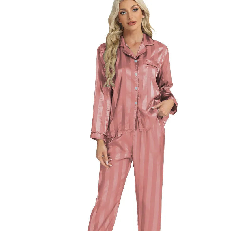 Elegant Long Sleeve Women's Home Clothes Set Sleepwear Casual Fashionable Floral Embroidery Comfortable Polyester Silk Blend