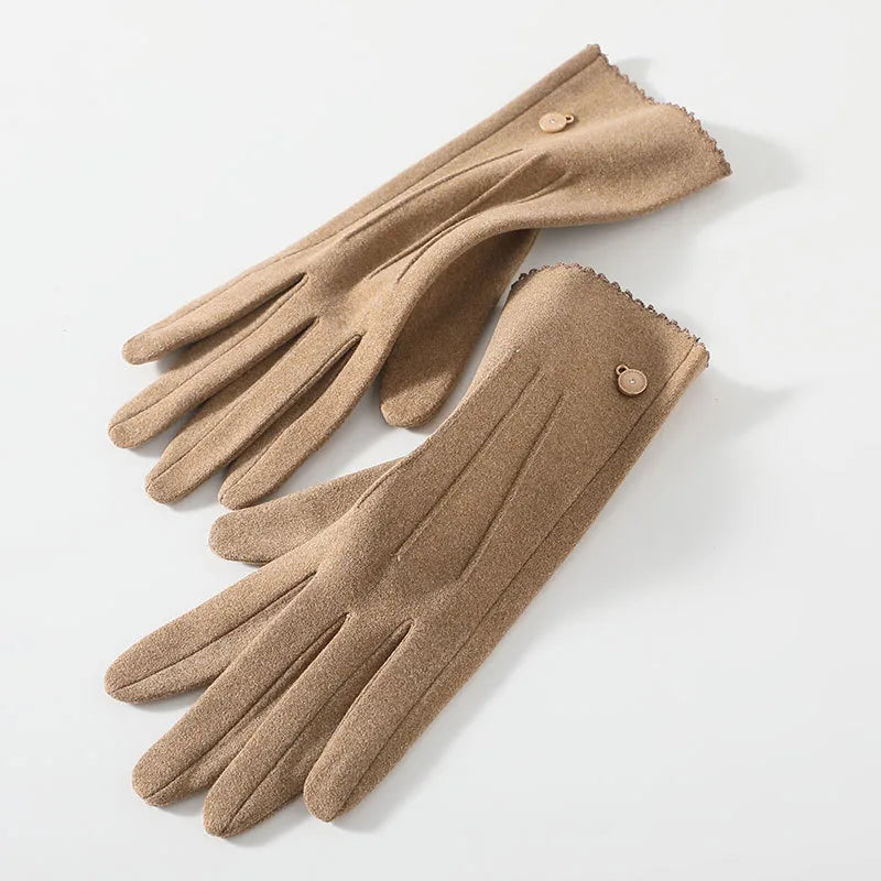 women's fashion solid color velvet polyester gloves 1 pair