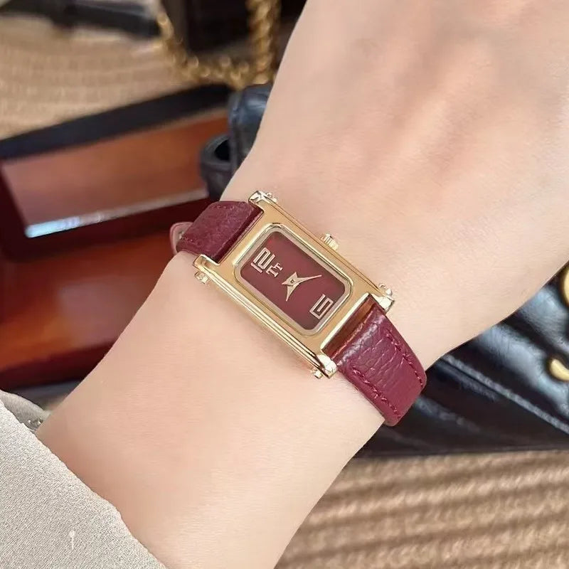 Retro Simple Style Solid Color Buckle Quartz Watch Women's Watches