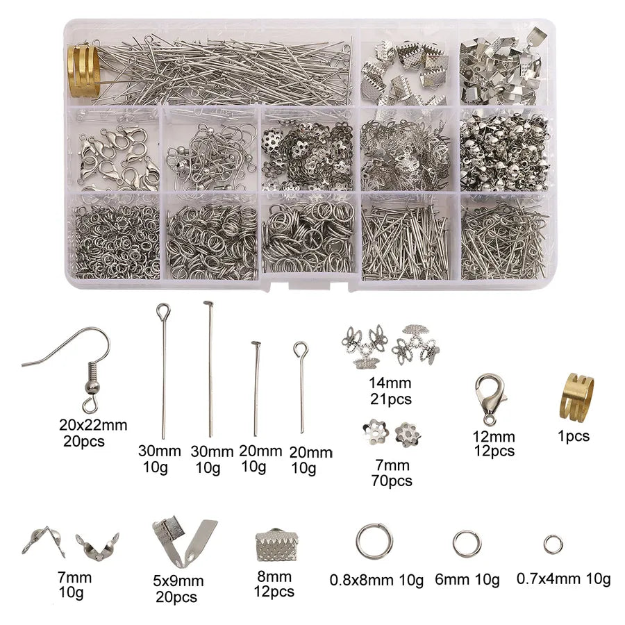Handmade Beading Jewelry Accessories Kit Earring Hook Bracelet Necklace Material Tool Set Round Circle Chain Metal Simple Design