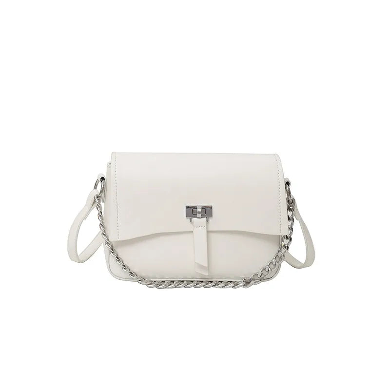 Women's PU Solid Color Classic Style Square Magnetic Buckle Handbag Crossbody Bag
