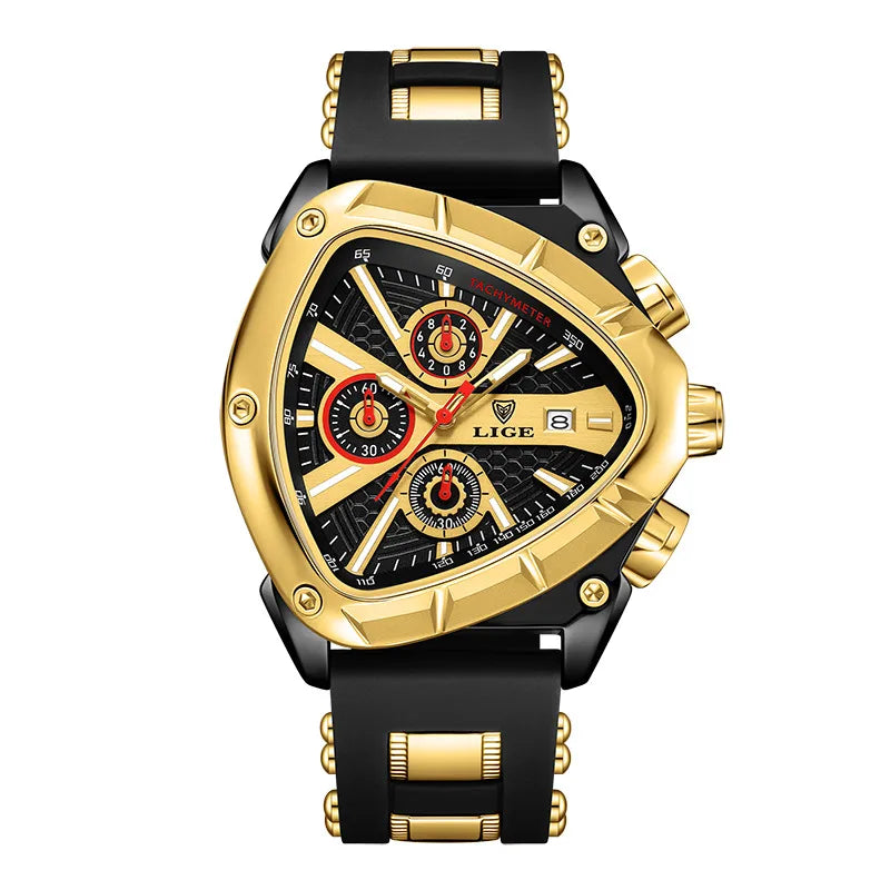 LIGE/LIGE  new personalized polygon men's multi-waterproof luminous calendar watch