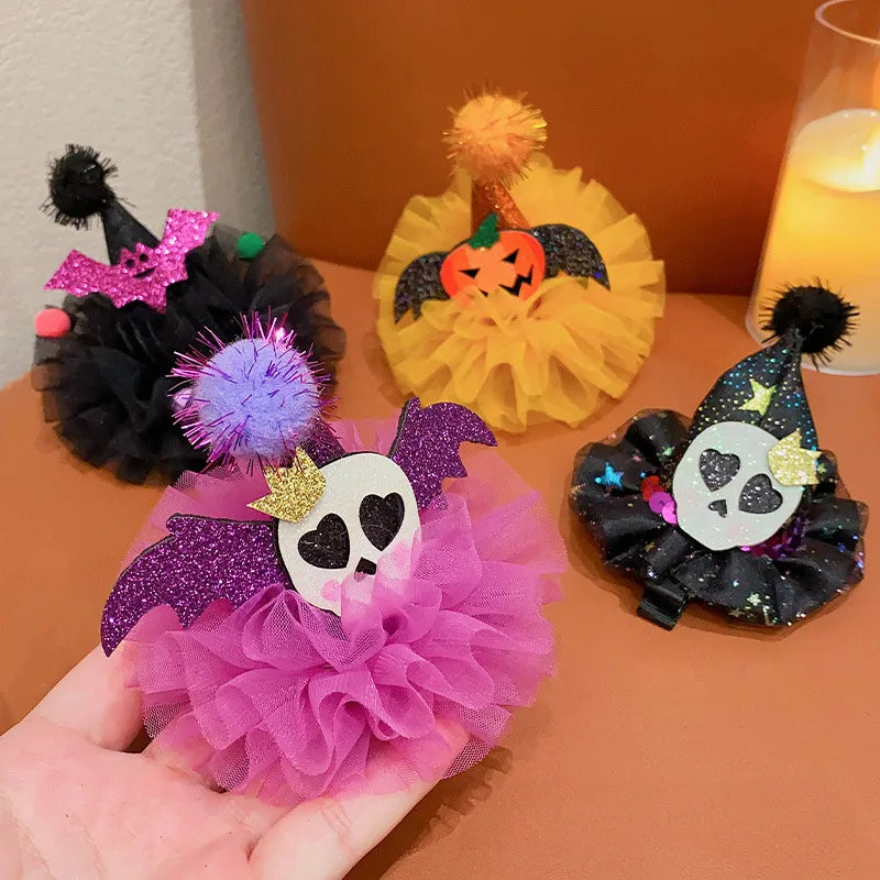 Halloween Cute Funny Kid'S Pumpkin Bat Hair Clip