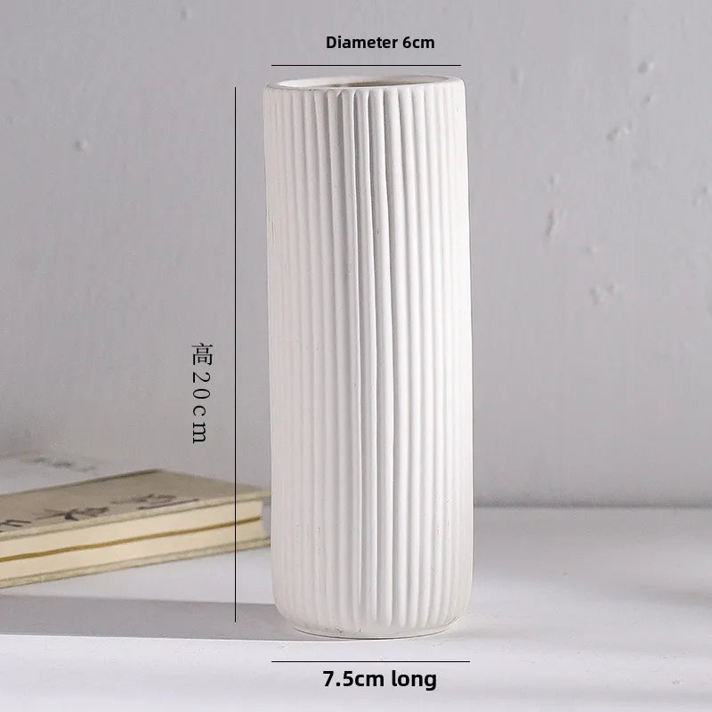 Simple Modern Star Ceramic Vase Ornaments Living Room White Porcelain Fresh Dried Flower Creative Ceramic Flower Set
