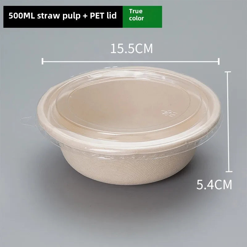 Disposable paper bowl tableware set paper bowl commercial household bowl degradable whole box disposable round bowl