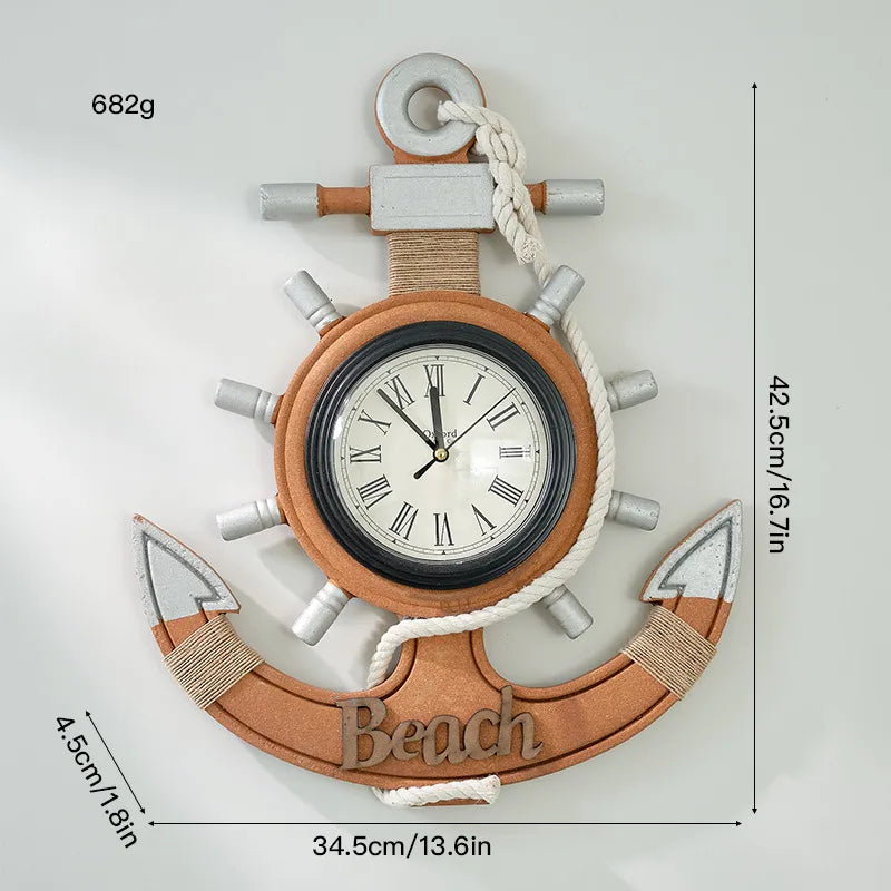 Vintage Style Marine Style Anchor Clock Density plate Wood pendant Wall Art