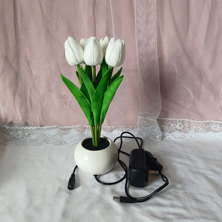 Decorative Table Lamp Glass Shade Wooden Base In Antique White Finish