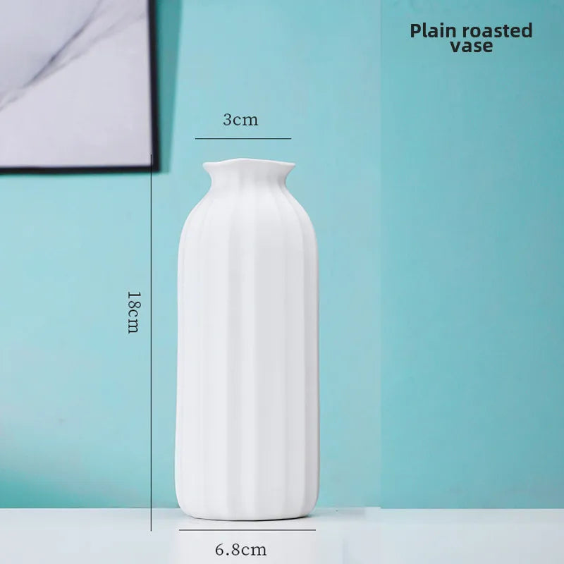 Simple Modern Star Ceramic Vase Ornaments Living Room White Porcelain Fresh Dried Flower Creative Ceramic Flower Set