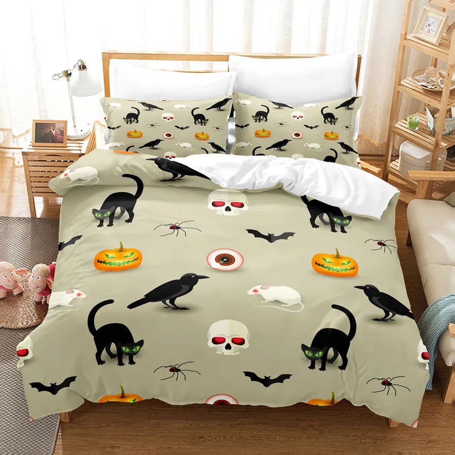 Halloween Casual Pumpkin Castle chemical fiber Beddings Bedding