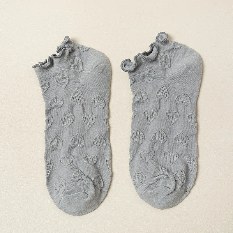 women's fashion heart shape cotton jacquard ankle socks a pair