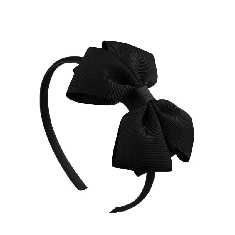 Popular  Kidsren's Pure Color Ribbed Rainbow Bow Head Buckle Small Fresh Versatile Girl Headband Hot Sale