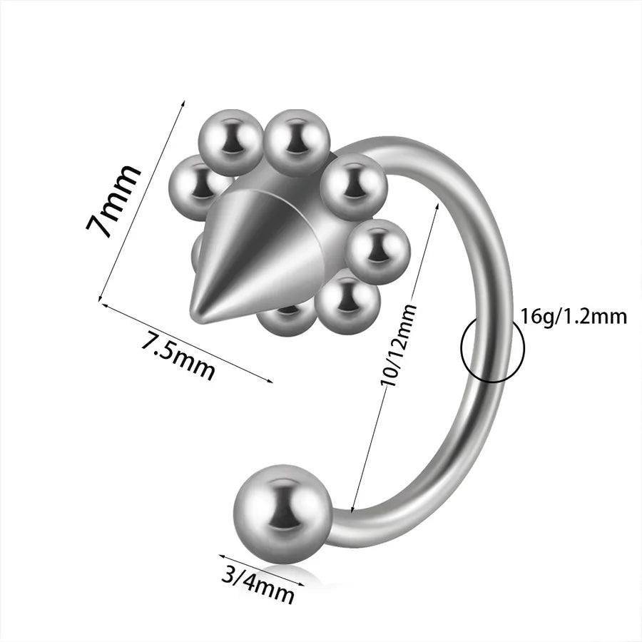 1 Piece Lip Rings Casual Simple Style Solid Color 304 Stainless Steel Plating