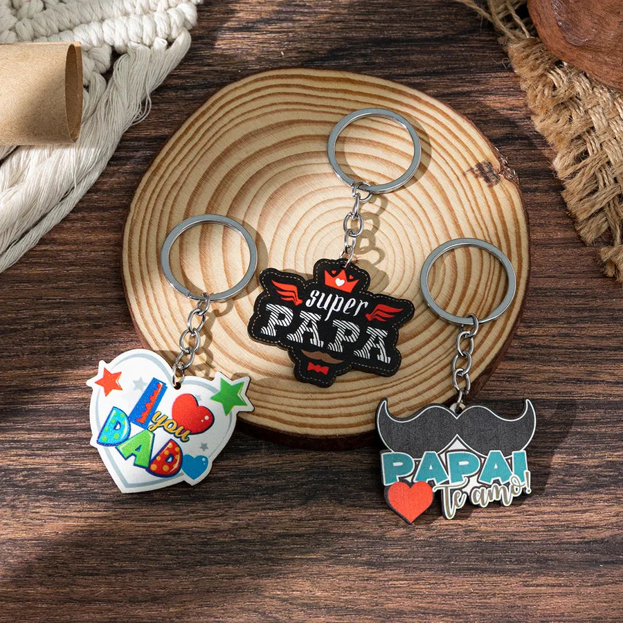 1 Piece Retro Classic Style Letter Wood Printing Thanksgiving Father'S Day Bag Pendant Keychain
