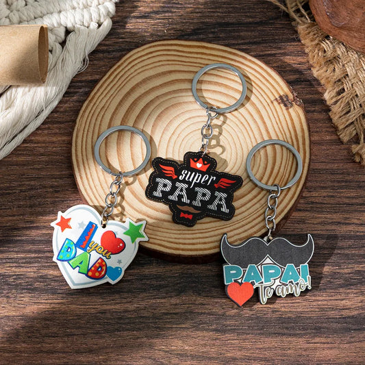 1 Piece Retro Classic Style Letter Wood Printing Thanksgiving Father'S Day Bag Pendant Keychain