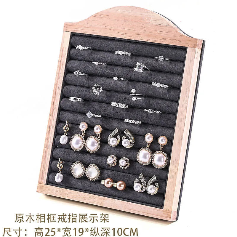 Elegant Velvet Stand Earring Display Ring Holder Luxury Jewelry Accessories Organizer Vertical Style Wooden Material Premium Feel