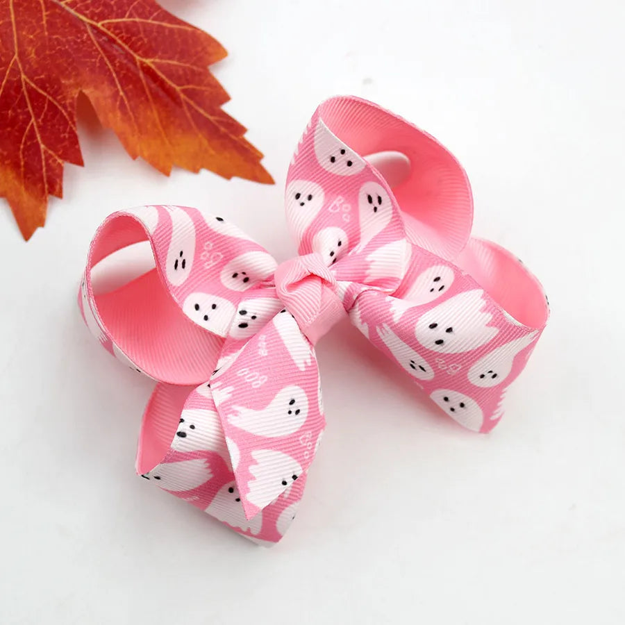 Halloween Thanksgiving Double Layer Bow Knot Pumpkin Ghost Themed Children's Hair Accessories Customizable Fall Season