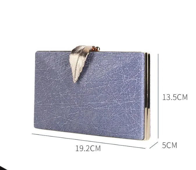 blue black gold pu leather solid color square evening bags
