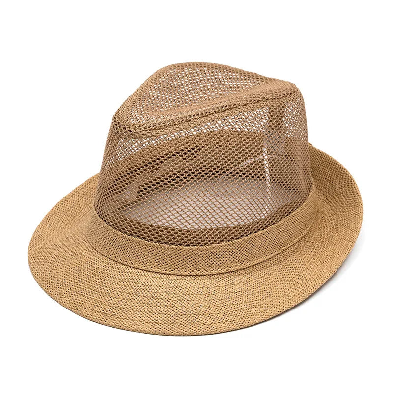Men's Casual Style Vacation Solid Color Flat Eaves Straw Hat