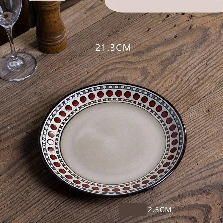Retro Solid Color Flower ceramics Tableware 1 Piece