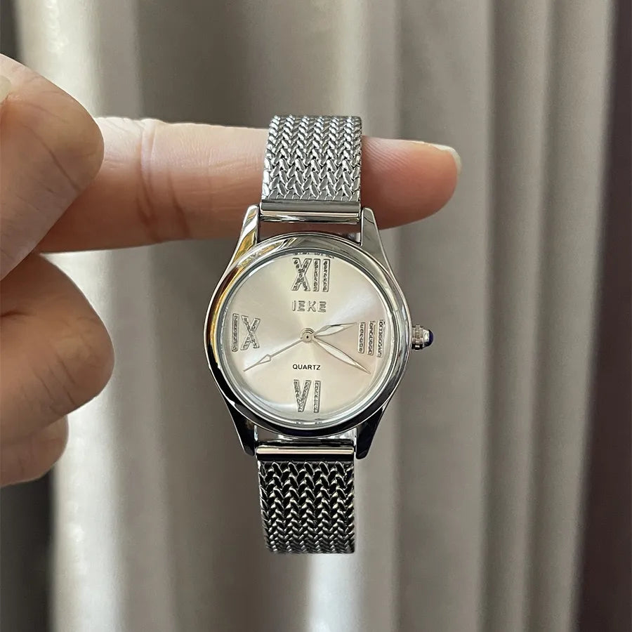 Casual Glam Business Round Grain Single Folding Buckle Quartz Watch