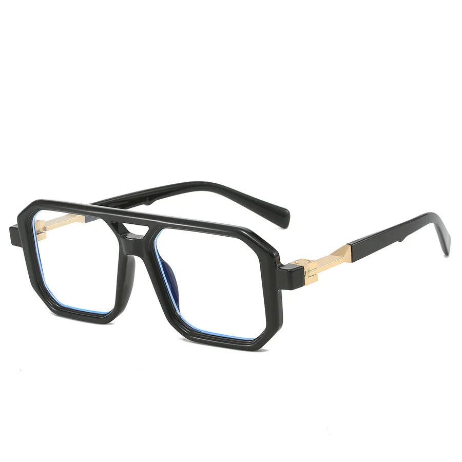 retro color block pc square full frame men's sunglasses