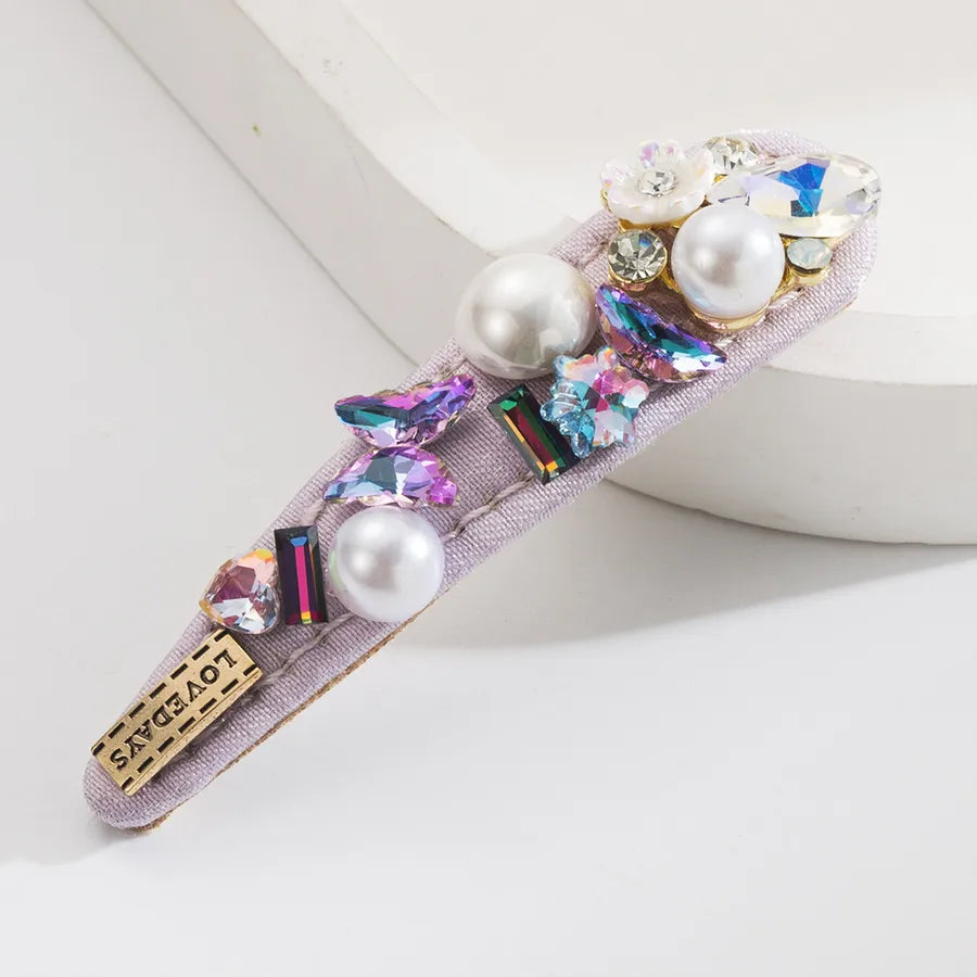 Elegant Women's Flower Butterfly Alloy Inlay Artificial Pearls Rhinestones Hair Clip