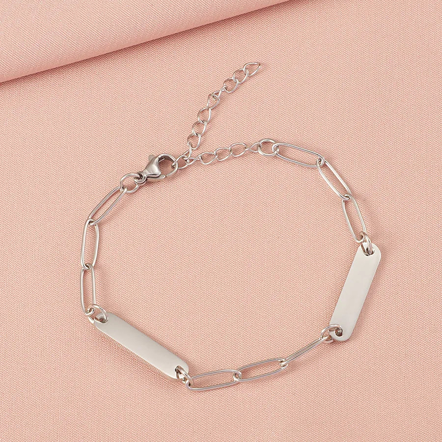 Simple Style Geometric 304 Stainless Steel Paperclip Chain Bracelets In Bulk