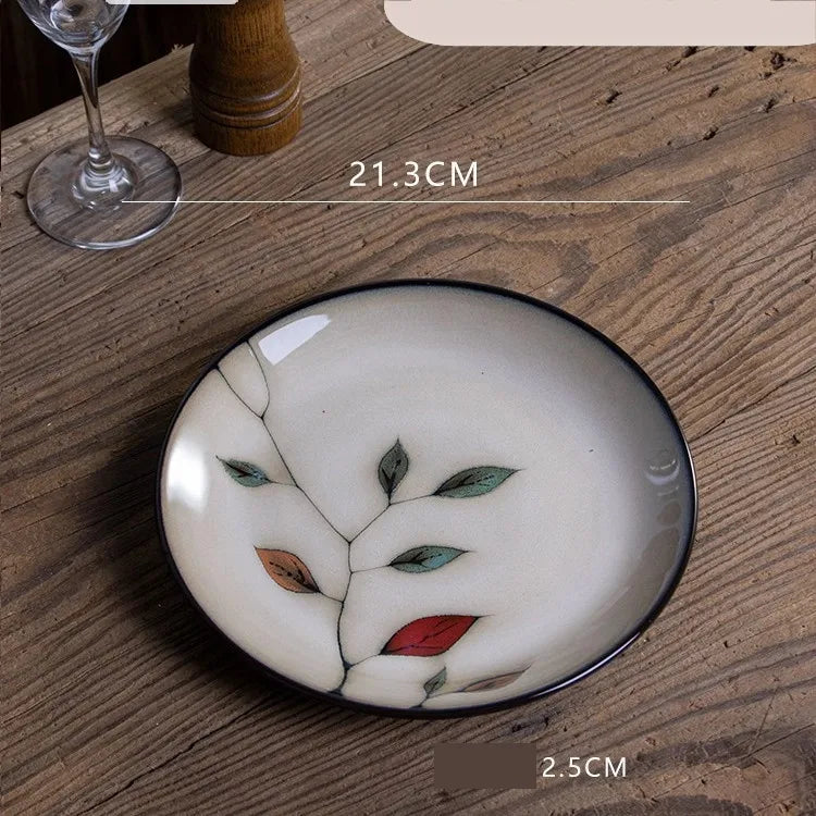 Retro Solid Color Flower ceramics Tableware 1 Piece