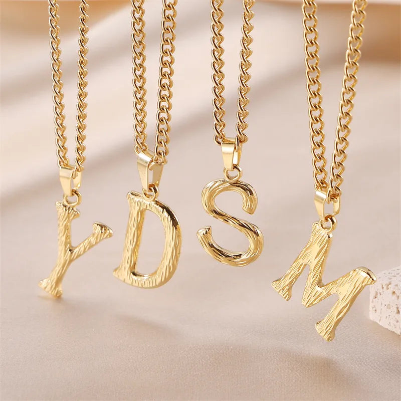 Wholesale Jewelry Sweet Simple Style Artistic Letter 201 Stainless Steel 304 Stainless Steel 18K Gold Plated Plating Pendant Necklace