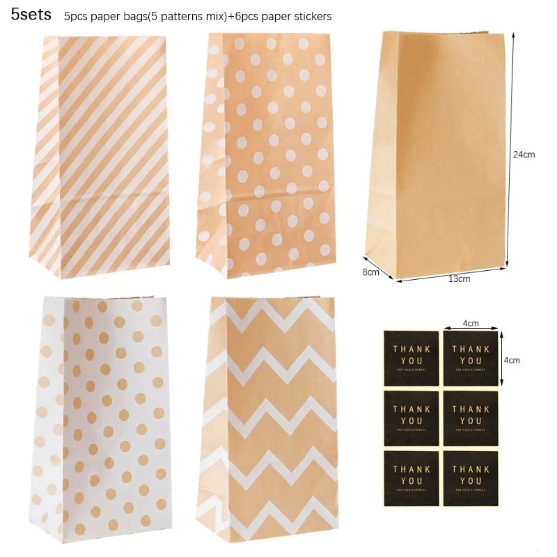 Simple Style Stripe Polka Dots Kraft Paper Daily Party Supplies Gift Wrapping Supplies 1 Set