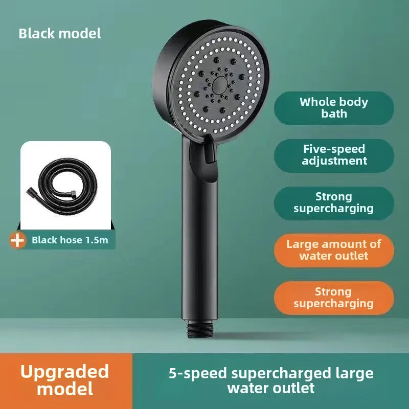 Pressurized Shower Head Shower Set Wholesale Black Samurai Home Bath Handheld Shower Head Bathroom Bracket